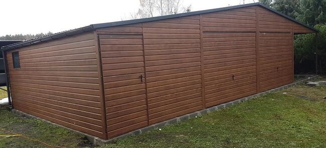 Garaż Blaszany Hale Wiaty Garaże 9x6 Drewnopodobne RAL