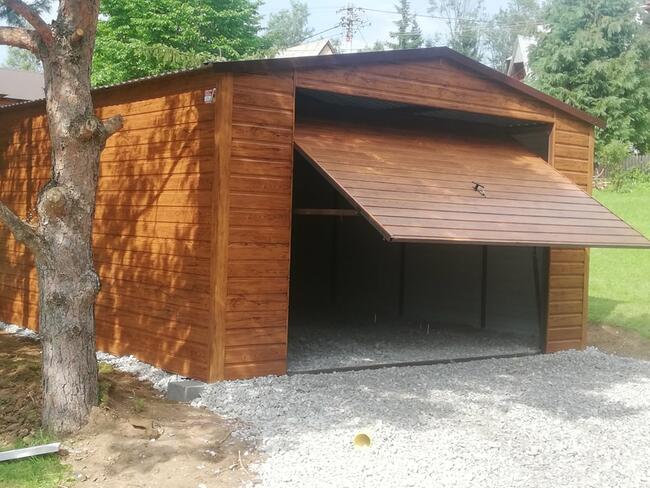 Garaż Blaszany Na wymiar Drewnopodobny Akrylowy RAL Wiata