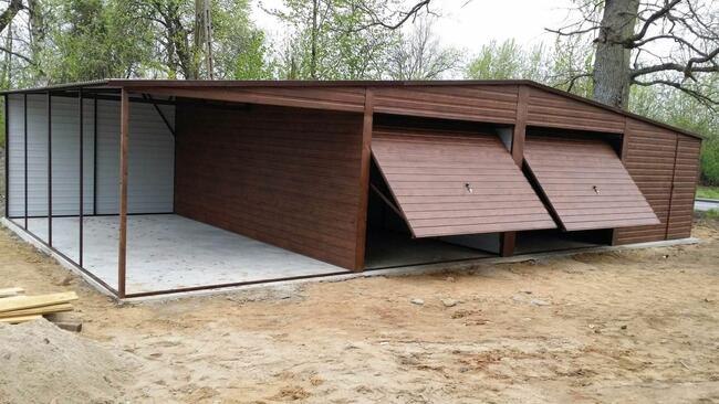 Garaż Blaszany Dwustanowiskowy 8x7 Dwustanowiskowy Wiata