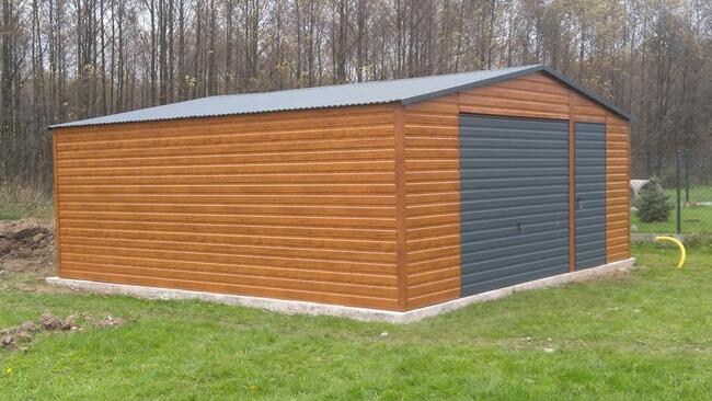 Garaż Blaszany Hala 7x5+3m Wiata Drewnopodobny RAL