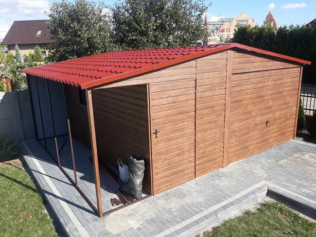 Garaż Blaszany Dwustanowiskowy 6x6 Drewnopodobny RAL Wiata