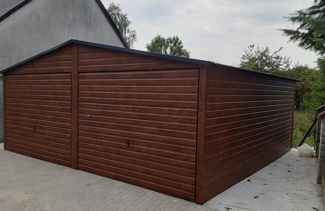 Garaż Blaszany Dwustanowiskowy 6x6 Drewnopodobny RAL Wiata