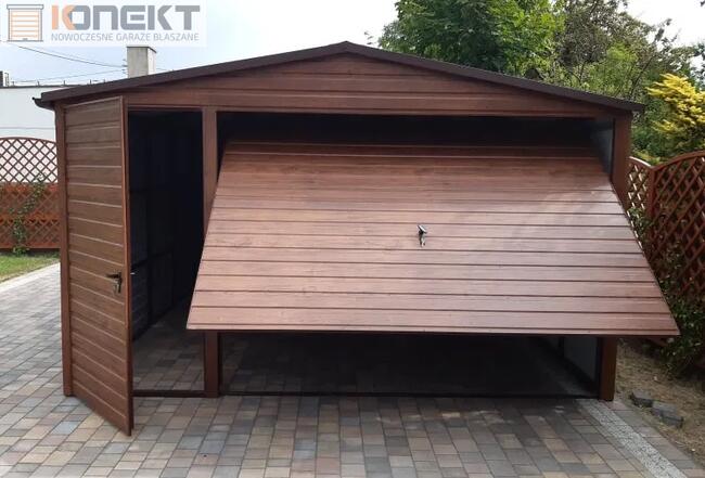 Garaż Blaszany Hale Wiaty Garaże 9x6 Drewnopodobne RAL