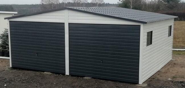 Garaż Blaszany Hala 7x5+3m Wiata Drewnopodobny RAL