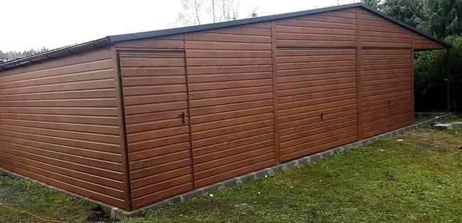 Garaż Blaszany Dwustanowiskowy 6x6 Drewnopodobny RAL Wiata