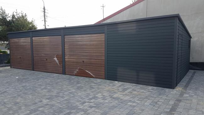 Garaż Blaszany Hale Wiaty Garaże 9x6 Drewnopodobne RAL