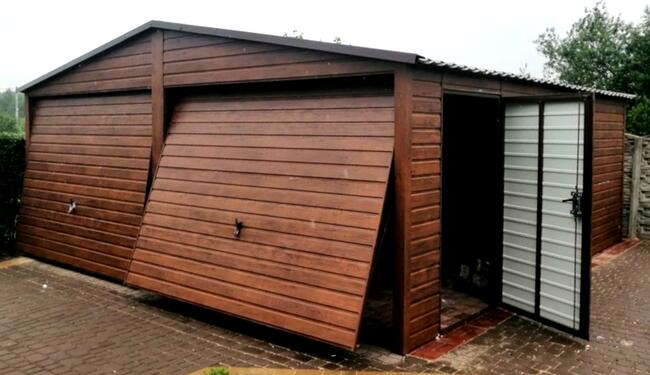 Garaż Blaszany Hale Wiaty Garaże 9x6 Drewnopodobne RAL