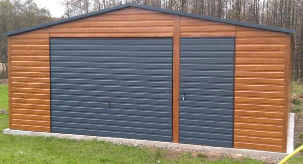 Garaż Blaszany Hale Wiaty Garaże 9x6 Drewnopodobne RAL