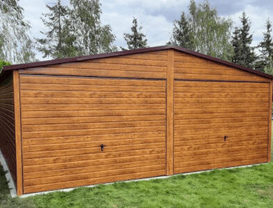 Garaż Blaszany Hale Wiaty Garaże 9x6 Drewnopodobne RAL