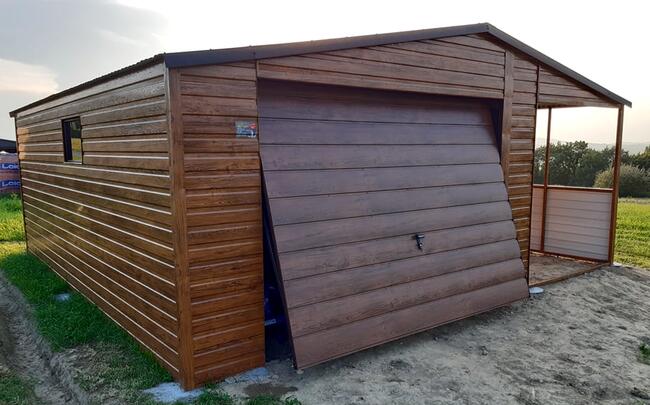 Garaż Blaszany Na wymiar Drewnopodobny Akrylowy RAL Wiata