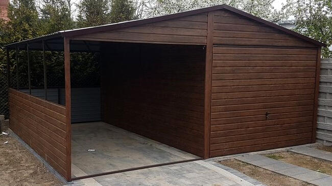 Garaż Blaszany 5x7 Akrylowy Drewnopodobny Hala Wiata Garaże