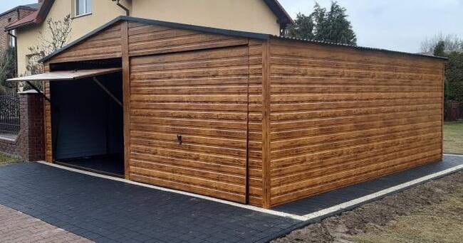 Garaż Blaszany 5x7 Akrylowy Drewnopodobny Hala Wiata Garaże