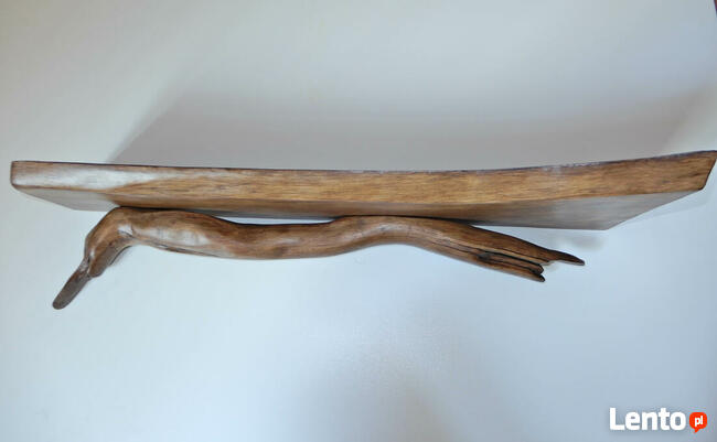 Dębowa półka live edge, artystyczna, designerska