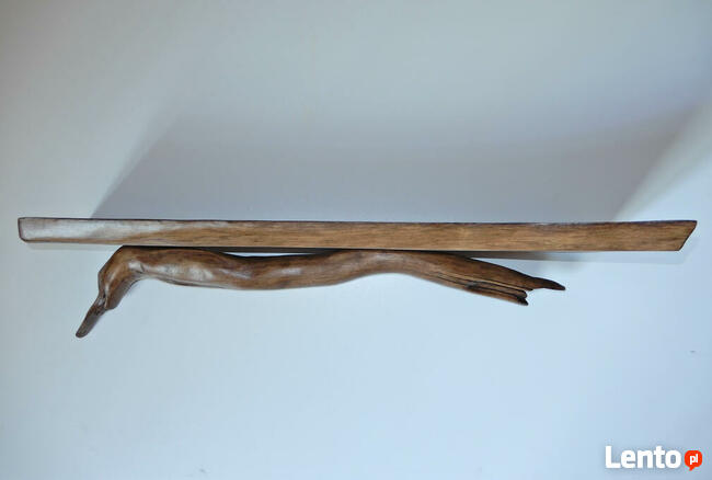 Dębowa półka live edge, artystyczna, designerska