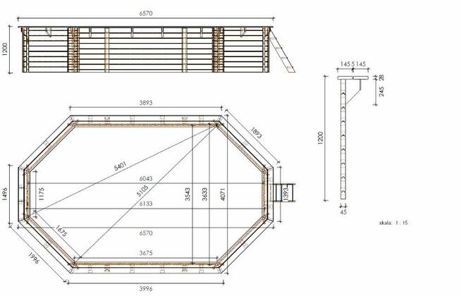Basen ogrodowy drewniany 6,57x4,07xH.1,2m BAS748OSPI+ SZA