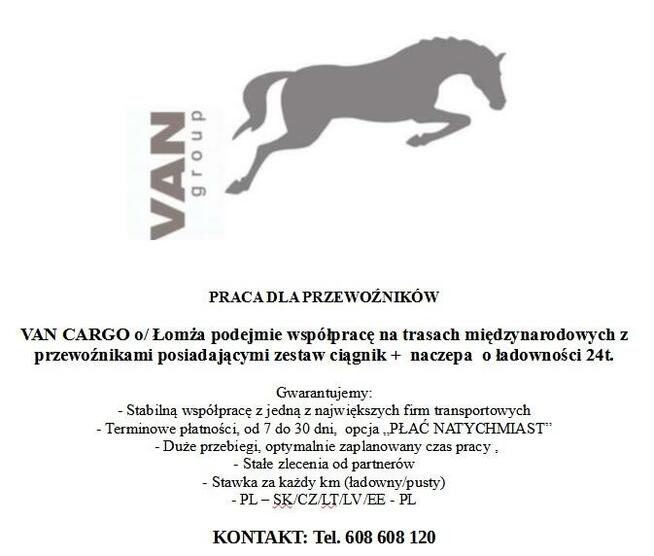 PRACA DLA PRZEWOŹNIKÓW
