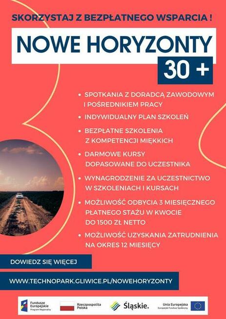 NOWE HORYZONTY 30+ Darmowe szkolenia/kursy/staże/zatrudnienie