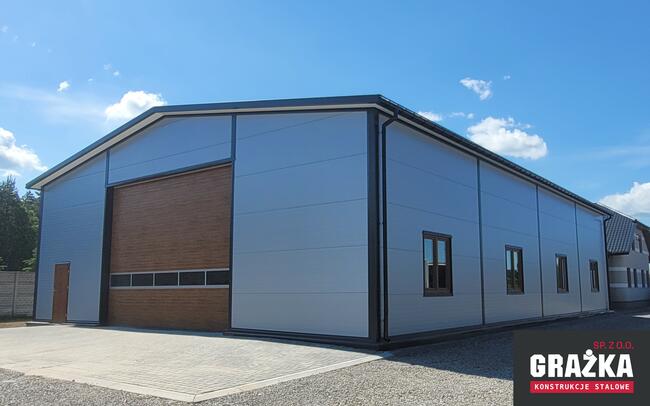Hala magazyn garaż z płyty warstwowej konstrukcje stalowe