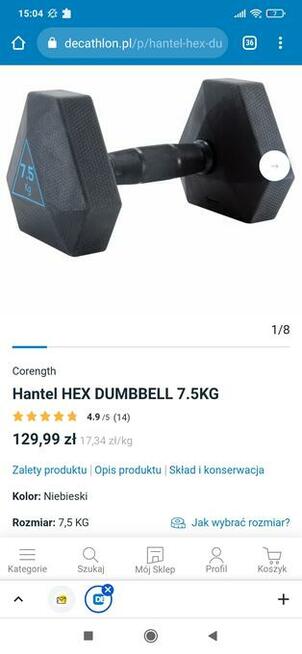 Hantle Hex Dumbbell 7.5KG