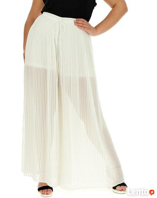 44 Spodnie kuloty ecru plisowane 82-96cm Simply Be