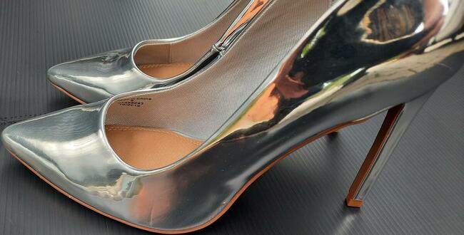 38 Asos srebrne szpilki 11cm metallic 24cm