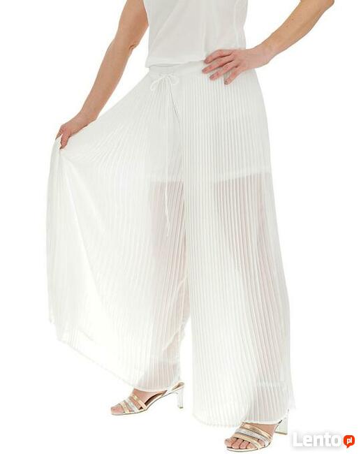 44 Spodnie kuloty ecru plisowane 82-96cm Simply Be