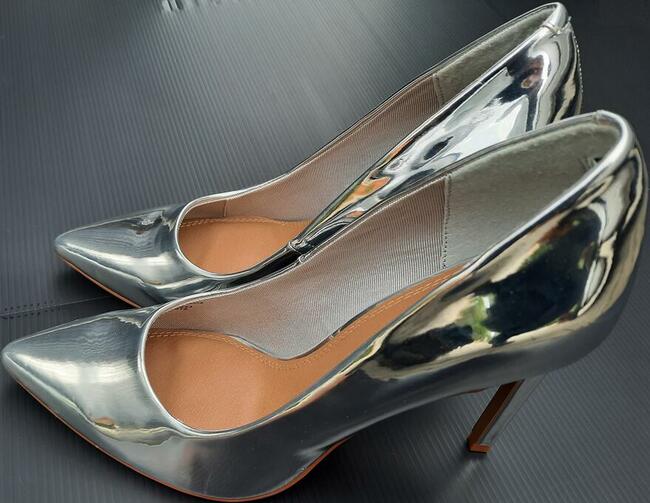 38 Asos srebrne szpilki 11cm metallic 24cm