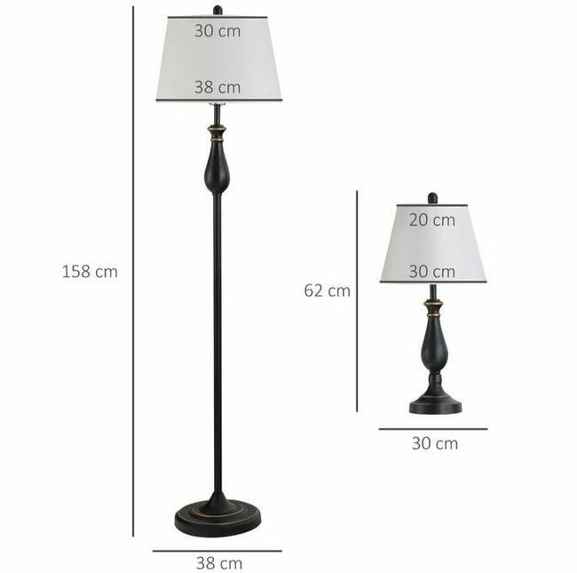 Zestaw 3 lamp 1 lampa podłogowa 2 lampy stołowe