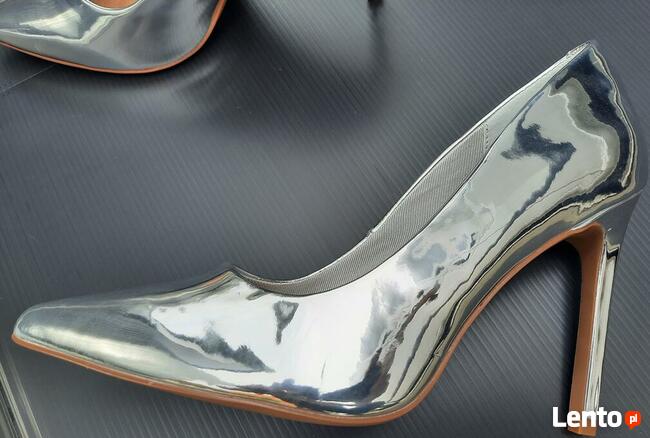 38 Asos srebrne szpilki 11cm metallic 24cm