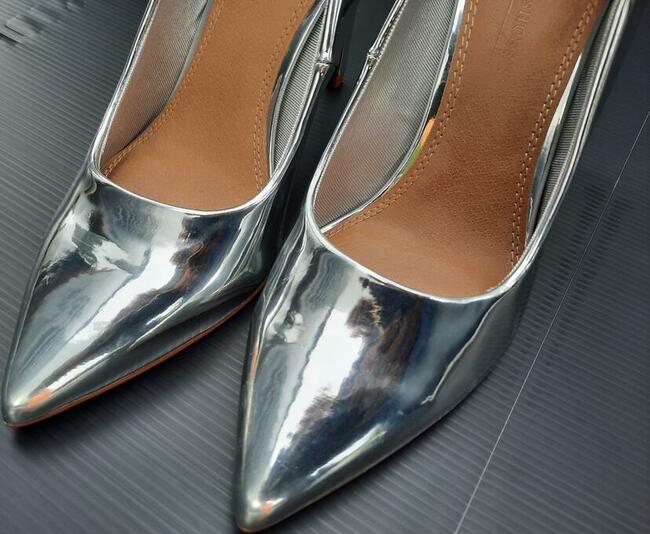 38 Asos srebrne szpilki 11cm metallic 24cm