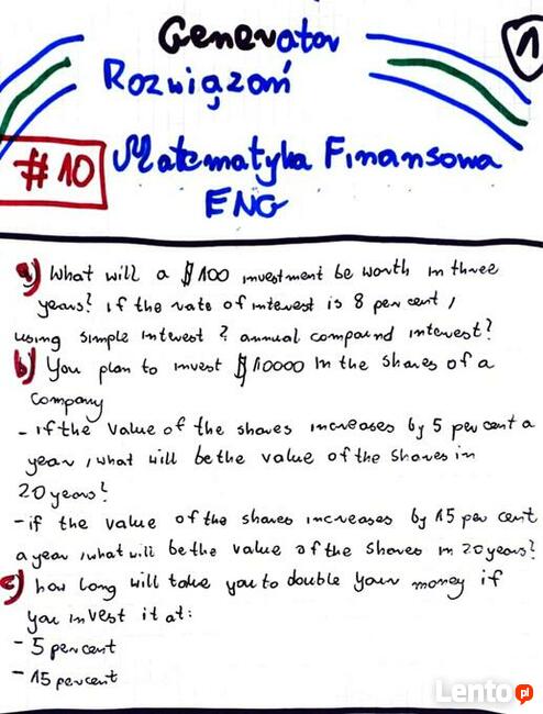 Annual interest rate, Future Payment, l - Zestaw Rozwiązań