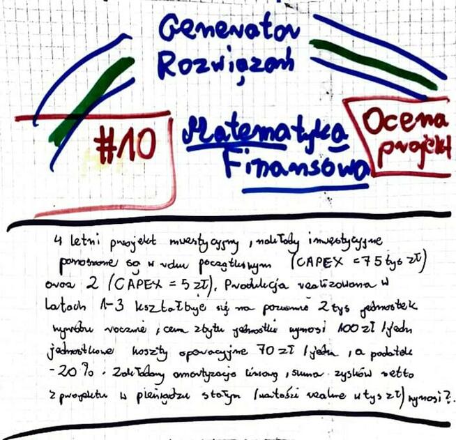 Ocena projektu inwestycyjnego, NPV - Zestaw 2 rozwiązań.
