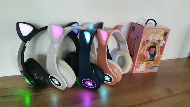 Nowe ezprzewodowe słuchawki z kocimi uszkami 4 kolory