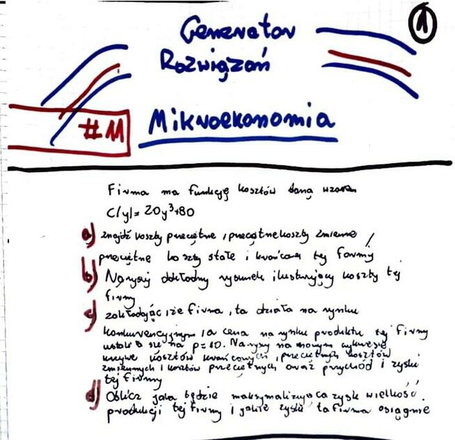 Funkcja kosztów, krańcowa stopa substytucji Rozwiązania