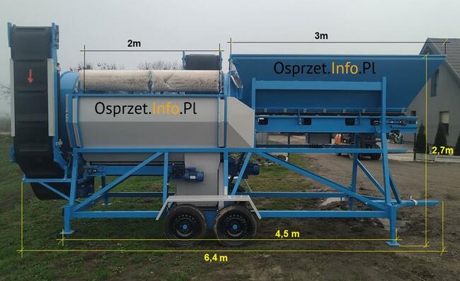 Przesiewacz bębnowy, mobilny napęd WOM + ELEKTRYCZNY 5,5 kW