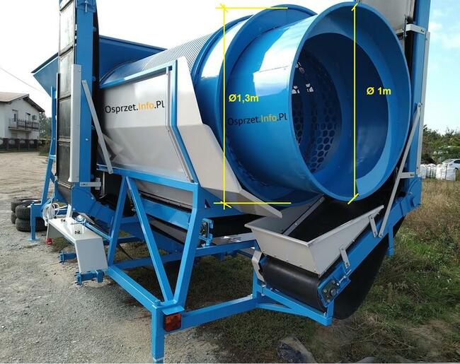 Przesiewacz bębnowy, mobilny napęd WOM + ELEKTRYCZNY 5,5 kW