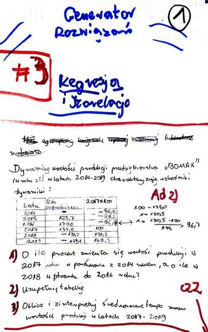 Średnioroczne tempo zmian, wyniki cząstkowe -Rozwiązania.Z