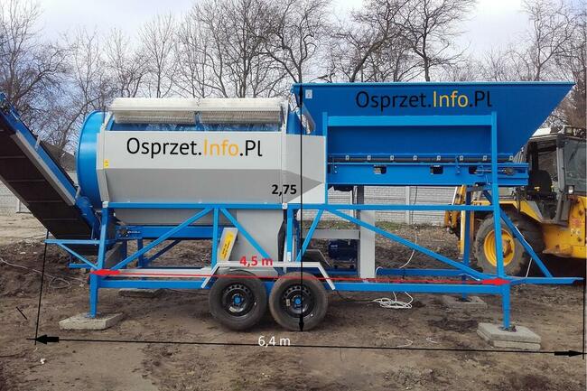 Przesiewacz bębnowy, mobilny napęd WOM + ELEKTRYCZNY 5,5 kW