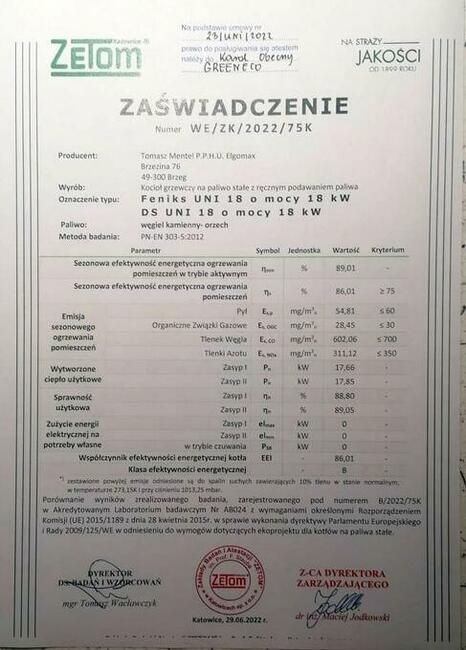 Piec kocioł na drewno i węgiel 18kw 180m2 5 klasa Ecodesign