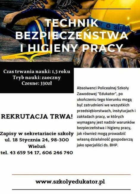 Nauka w Policealnej Szkole Zawodowej Edukator w Wieluniu