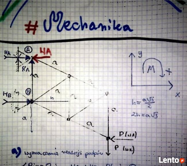 Reakcje w prętach - Kratownica - Zestaw 1 rozwiązań.Studia