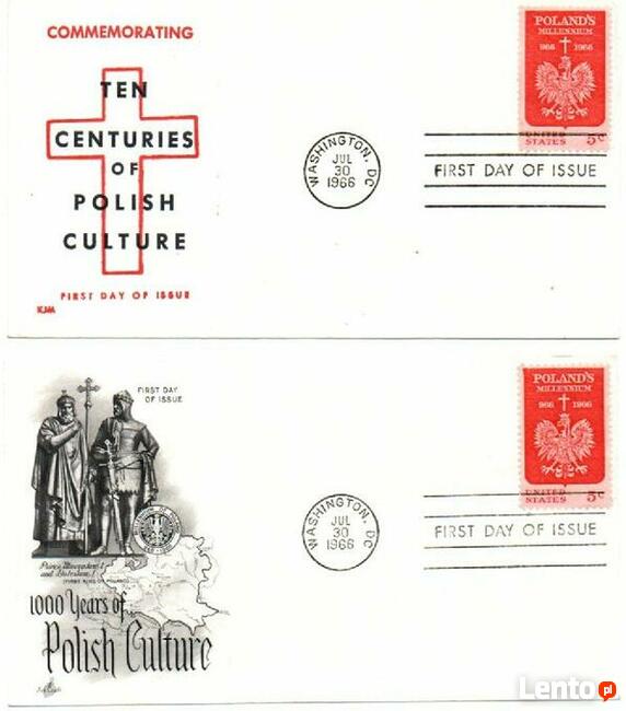 FDC Tysiąclecie Chrztu Polski USA,1966. POLANDs MILLENNIUM