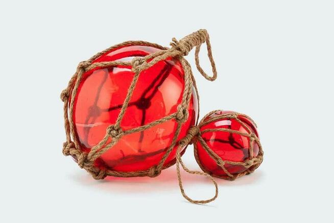 Szklane boje rybackie na sznurku zestaw