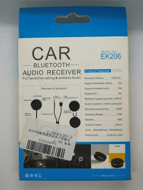 Bezprzewodowy zestaw głośnomówiący Bluetooth 4.1 AUX