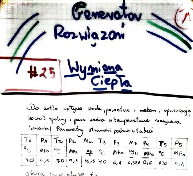 Wymiennik ciepła - Parametry temperaturowe - Rozwiązanie