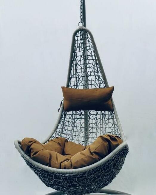 Technorattanowy fotel wiszący ogrodowy kolory kosz kokon