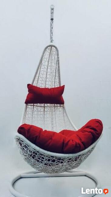 Technorattanowy fotel wiszący ogrodowy kolory kosz kokon