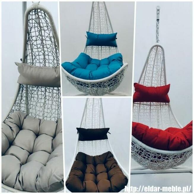 Technorattanowy fotel wiszący ogrodowy kolory kosz kokon