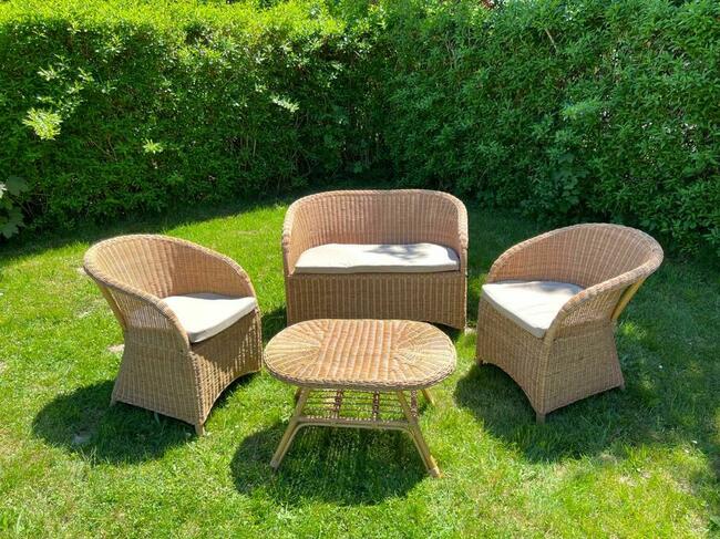 Komplet mebli ogrodowych z rattanu naturalnego - SŁONECZNIK