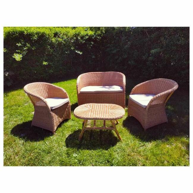 Komplet mebli ogrodowych z rattanu naturalnego - SŁONECZNIK